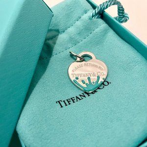 Return To Tiffany RTT Blue Splash Heart Tag Charm Pendant MD